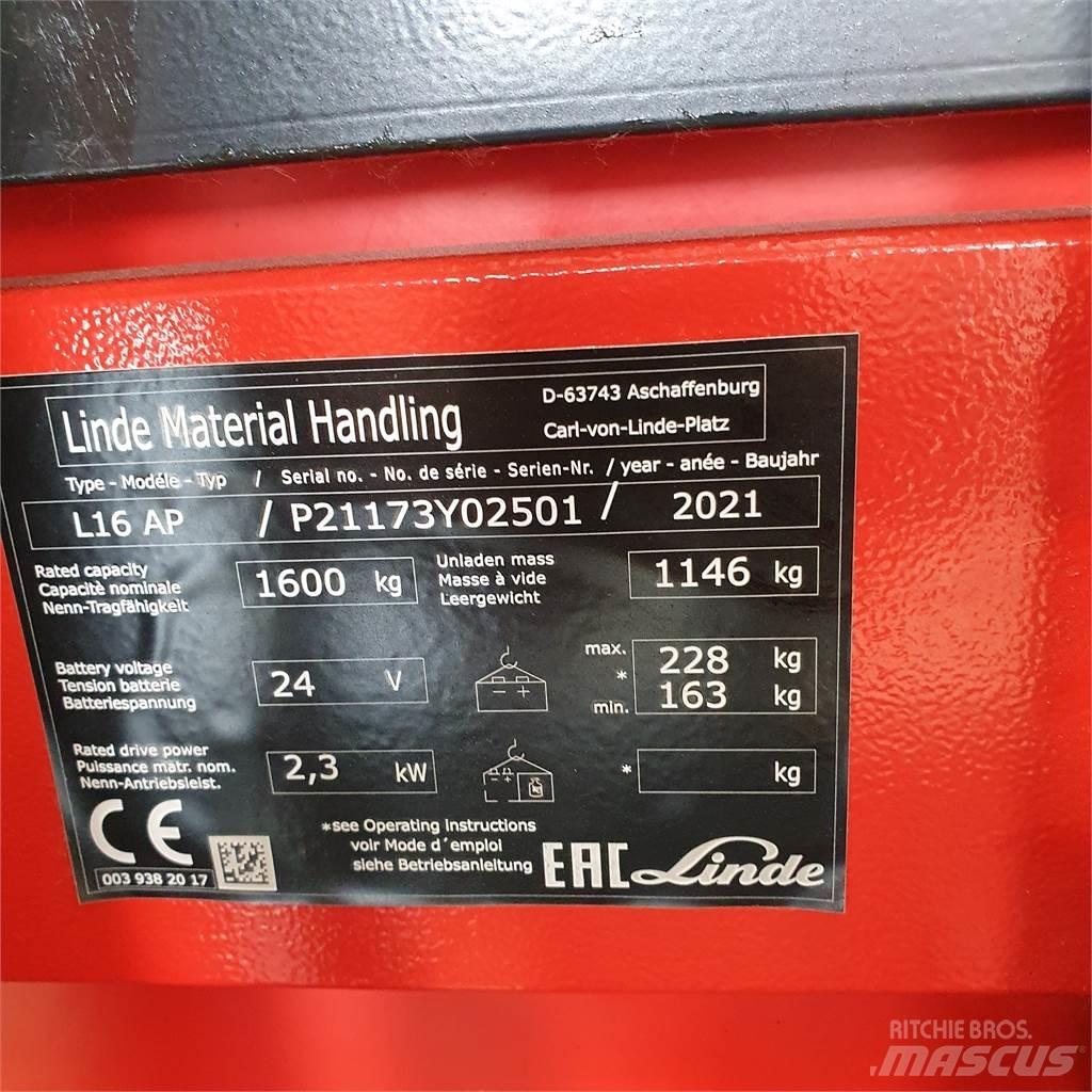 Linde L16APi Empilhador para operador externo