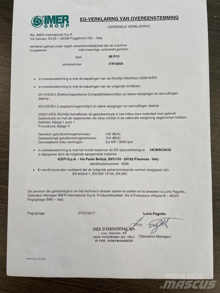 Imer IMR 15B Elevadores braços articulados