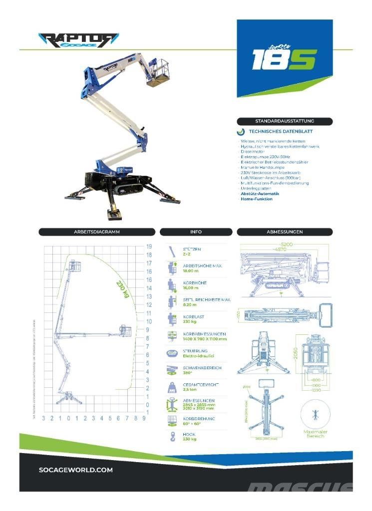 Socage Raptor 18S Elevadores braços articulados