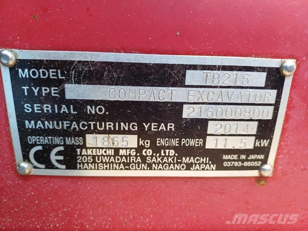 Takeuchi TB 216 Mini Escavadoras <7t