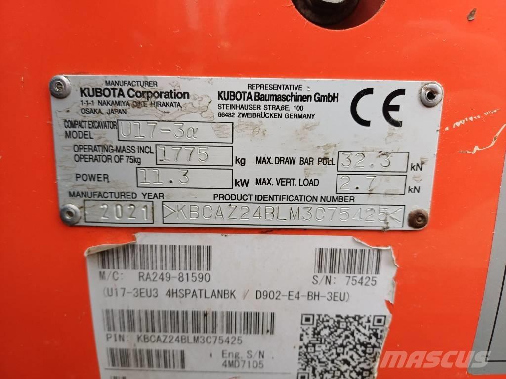 Kubota U 17-3 Mini Escavadoras <7t