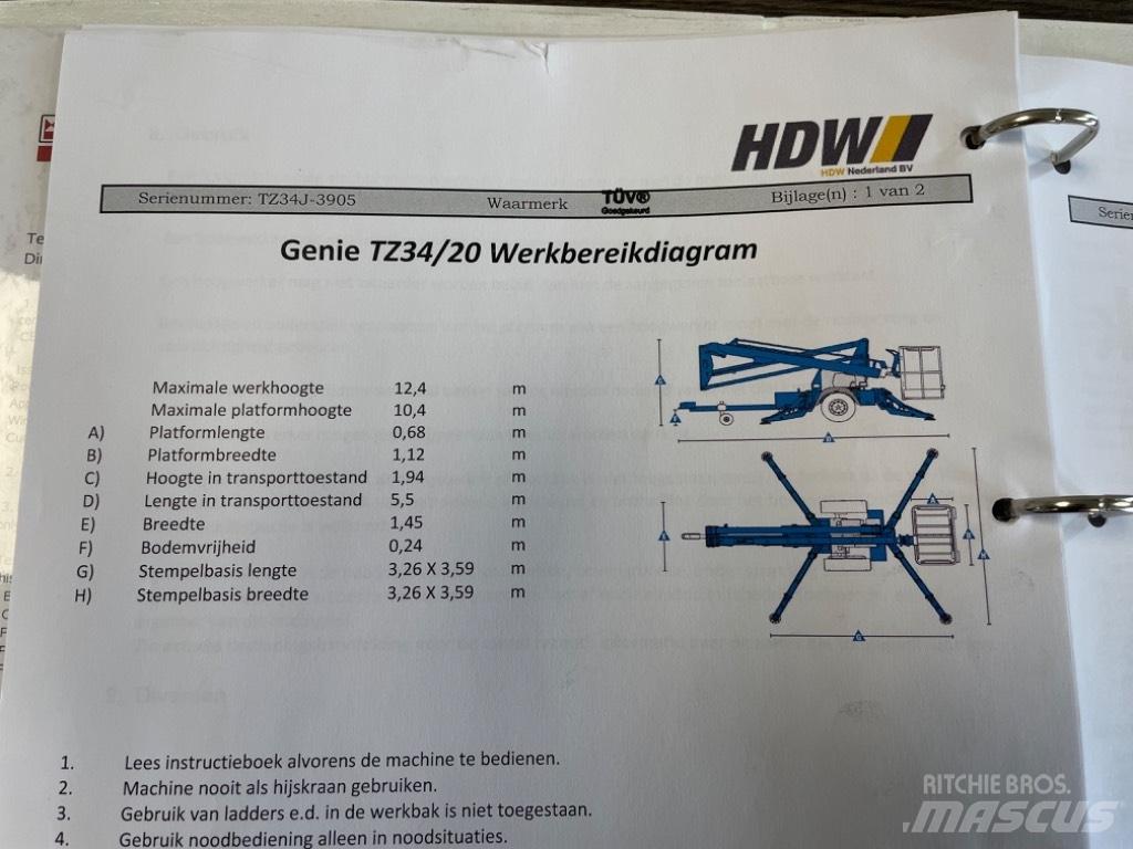 Genie TZ 34/20 Plataformas aéreas montadas em atrelados