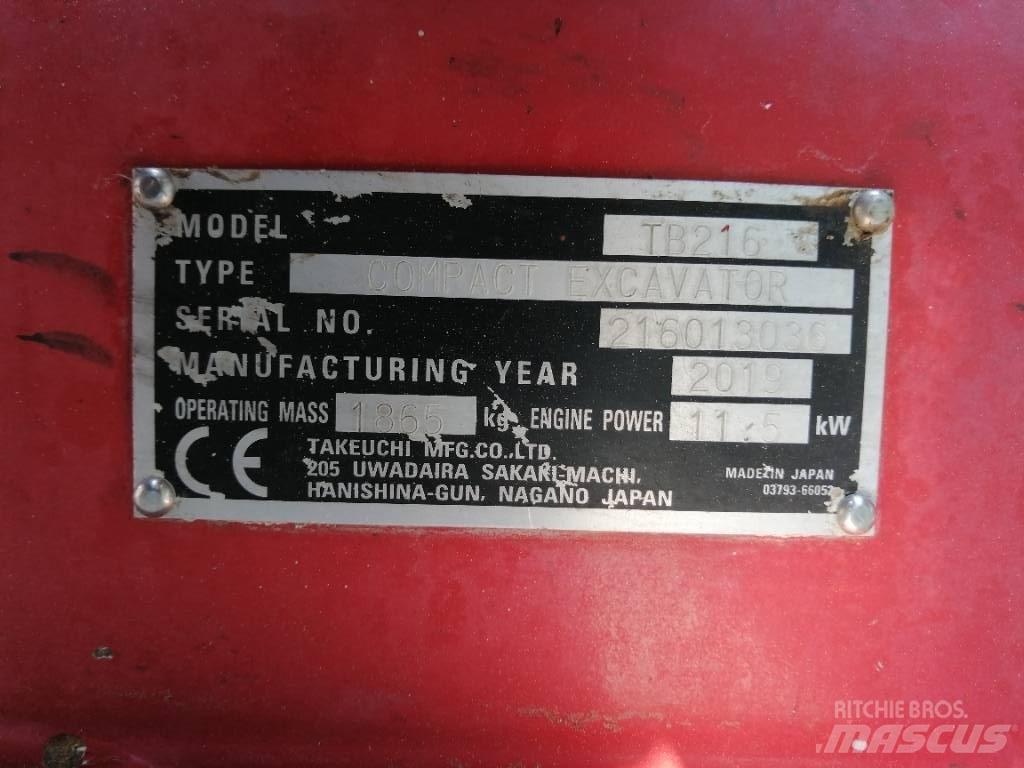 Takeuchi TB 216 Mini Escavadoras <7t