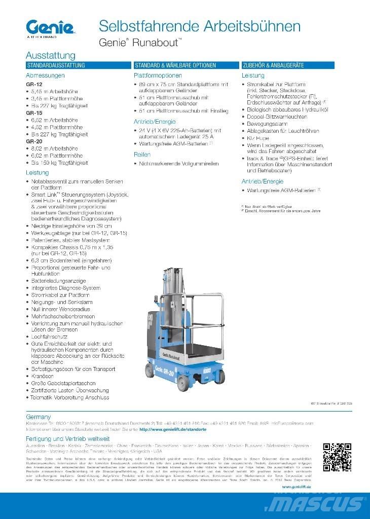 Genie GR-20 Plataformas de Mastro Vertical