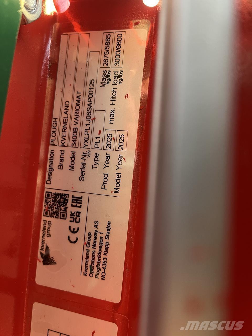 Kverneland 3400B Charruas reversíveis