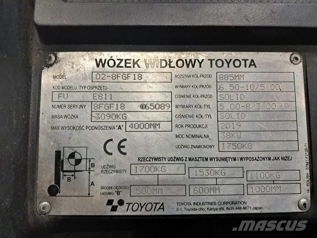 Toyota 02-8FGF18 Empilhadores a gás
