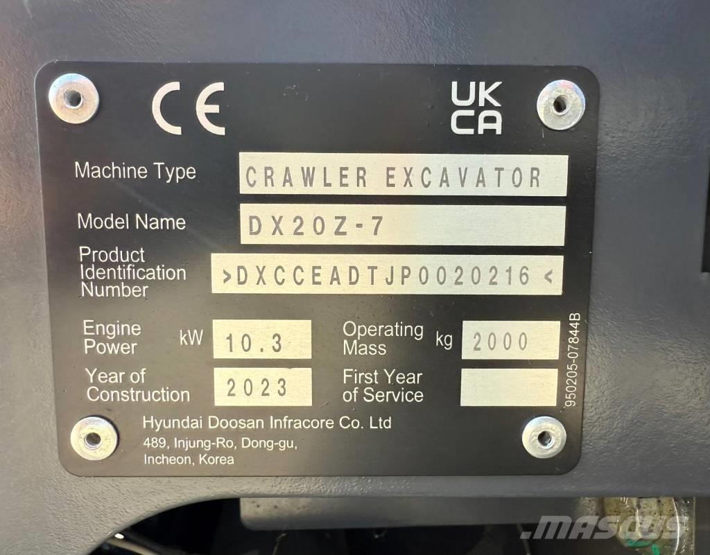Doosan DX 20 Z-7 Mini Escavadoras <7t