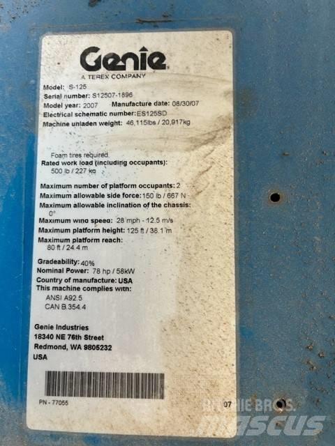 Genie S 125 Elevadores braços Telescópicos