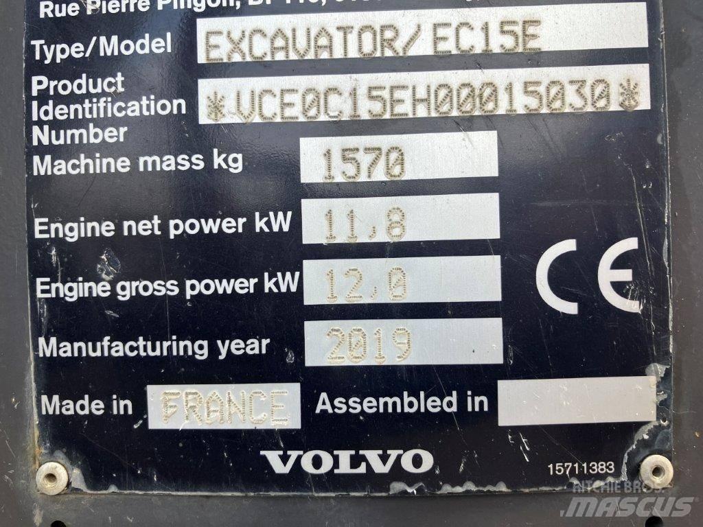 Volvo EC 15 E Mini Escavadoras <7t