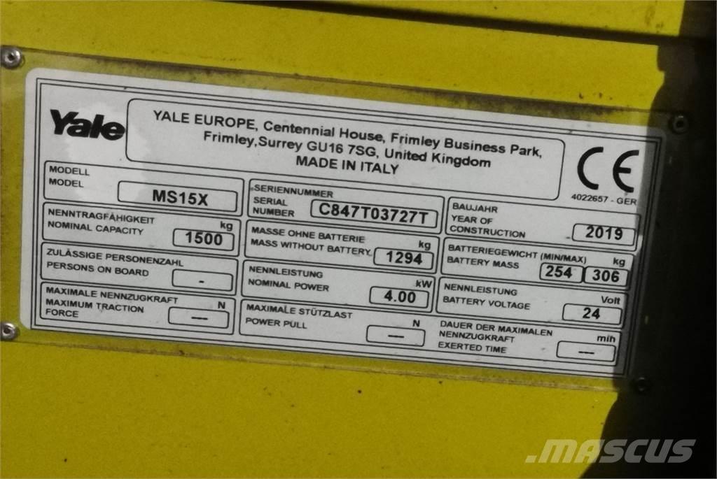 Yale MS15XSL Empilhador para operador externo