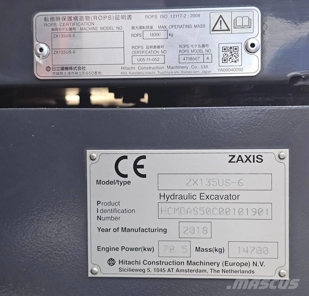 Hitachi ZX 135 US-6 Escavadoras de rastos