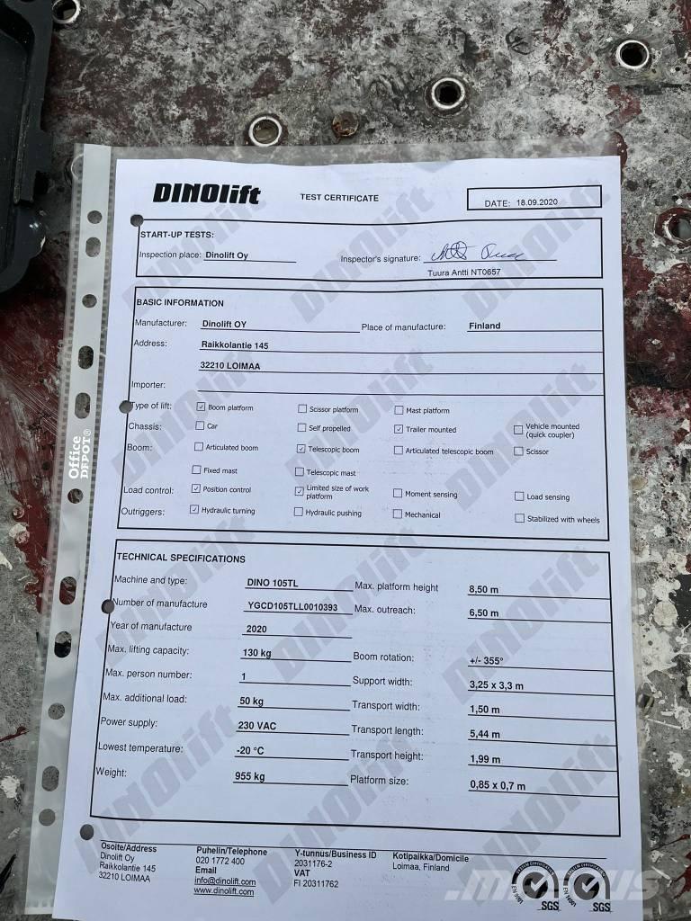 Dino 105TL Plataformas aéreas montadas em atrelados