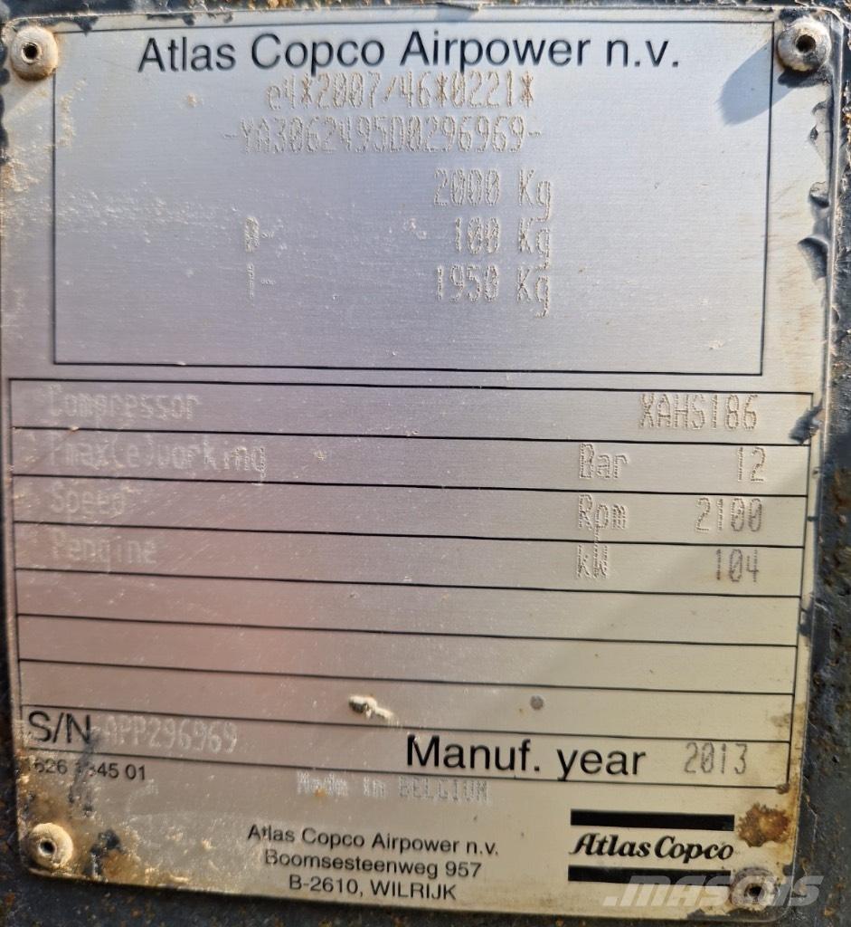 Atlas Copco XAHS 186 Compressores
