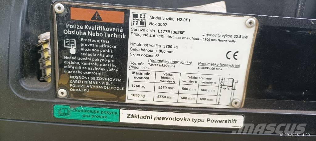 Hyster H2.0FT Empilhadores a gás