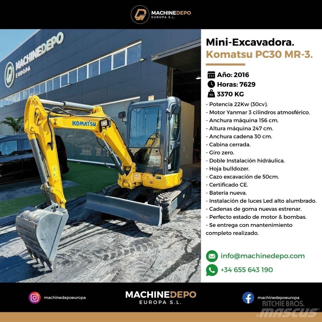 Komatsu PC 30 MR-3 Mini Escavadoras <7t