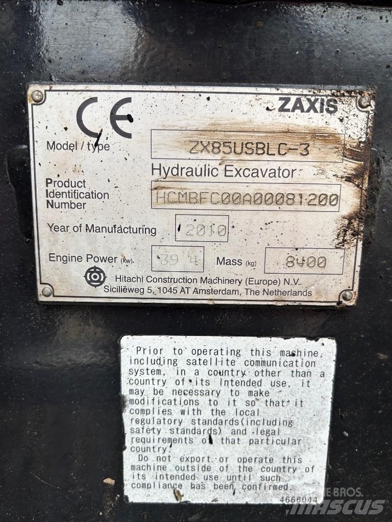 Hitachi Zaxis 85 USB Escavadoras Midi 7t - 12t