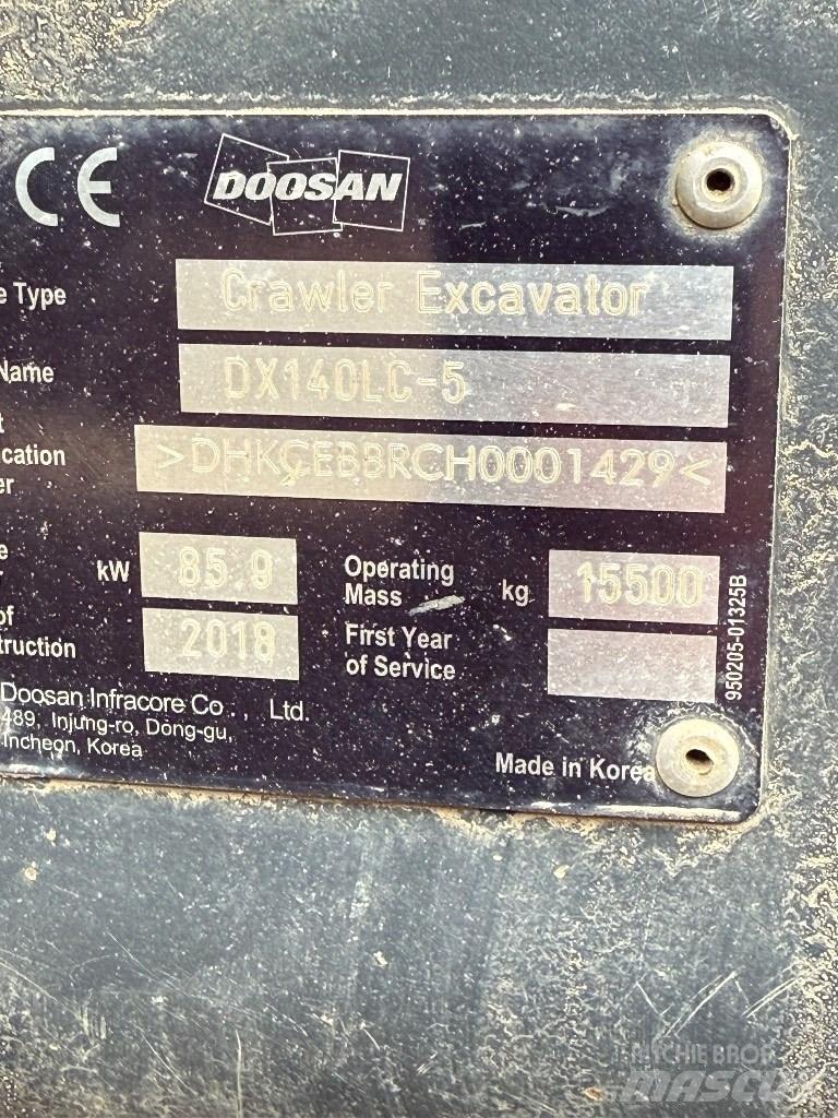 Doosan DX 140 LC Escavadoras de rastos