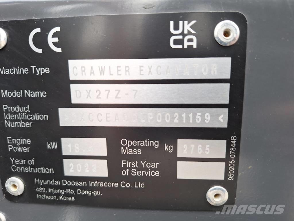 Develon DX 27 Z-7 Mini Escavadoras <7t