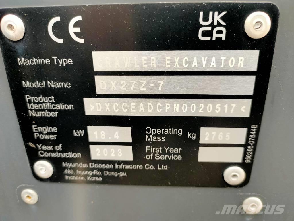 Doosan DX 27 Z Mini Escavadoras <7t