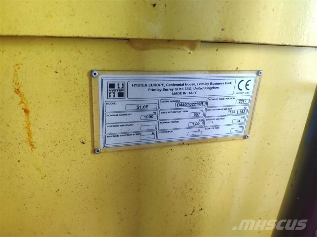 Hyster S1.0E Empilhador para operador externo