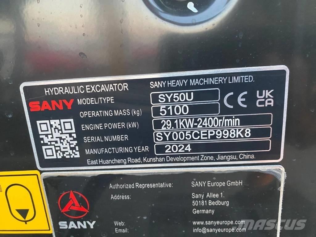 Sany SY 50 U Mini Escavadoras <7t