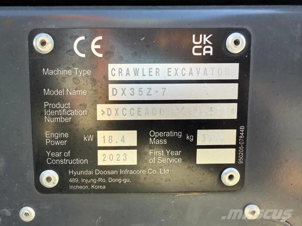 Develon DX 35 Z-7 Mini Escavadoras <7t