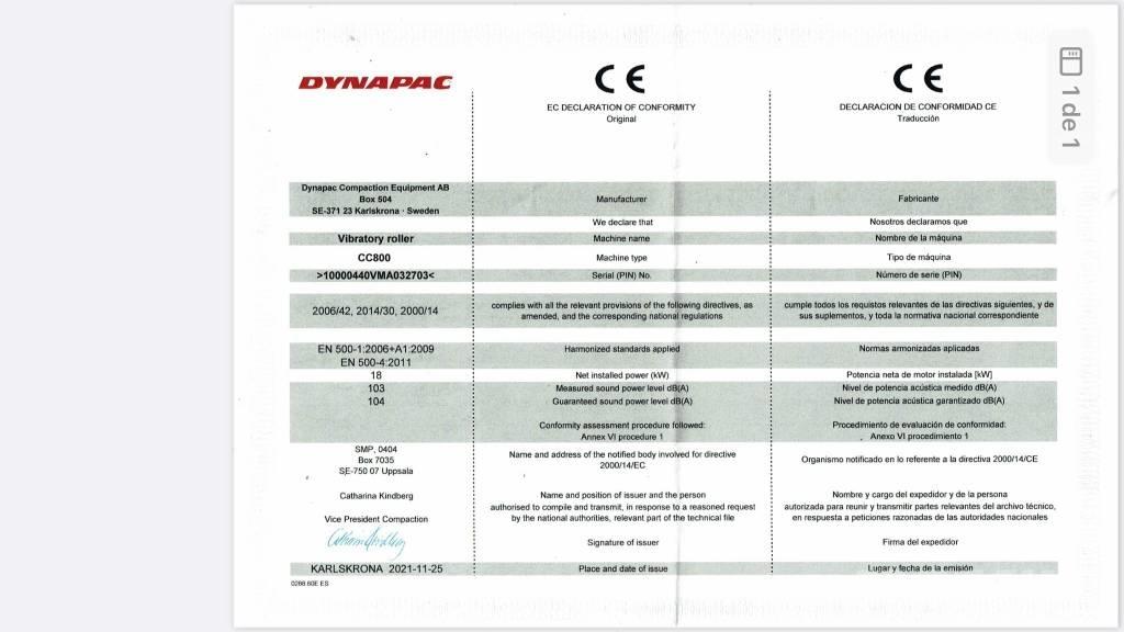 Dynapac CC 800 Plus Cilindros Compactadores tandem