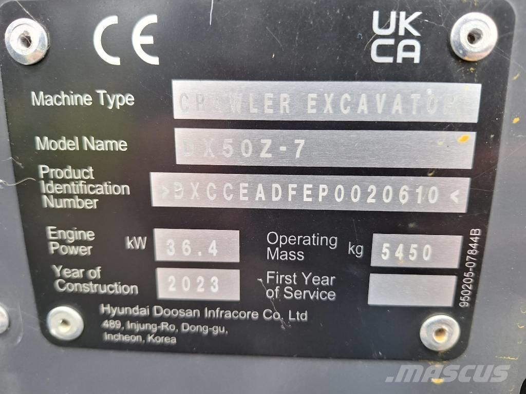 Develon DX 50 Z-7 Mini Escavadoras <7t