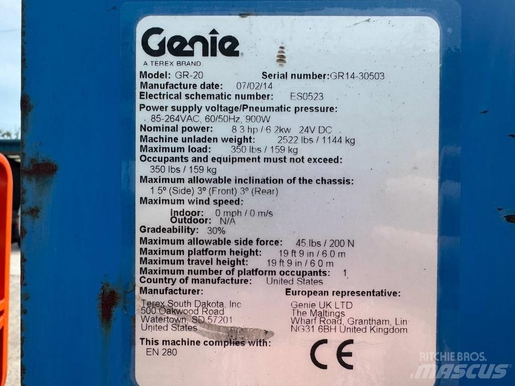 Genie GR 20 Plataformas de Mastro Vertical