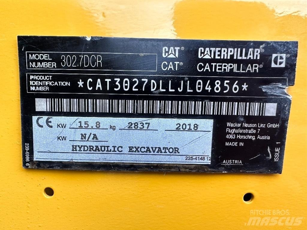 CAT 302.7 D CR Mini Escavadoras <7t