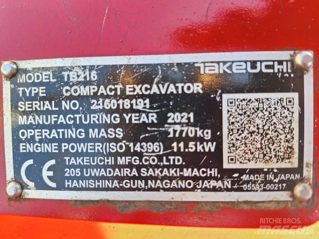 Takeuchi TB 216 Mini Escavadoras <7t