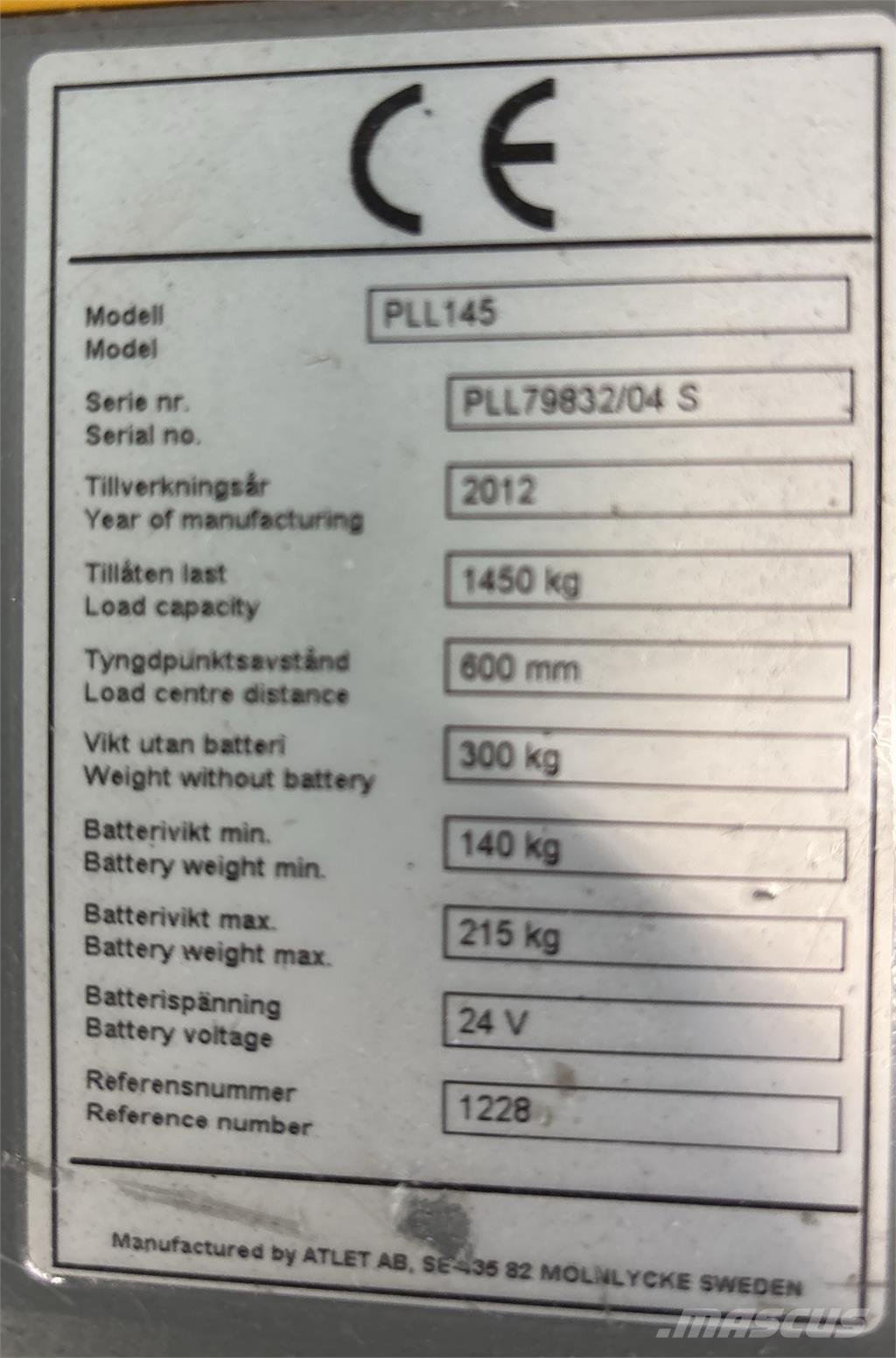 Atlet PLL145 Empilhador para operador externo