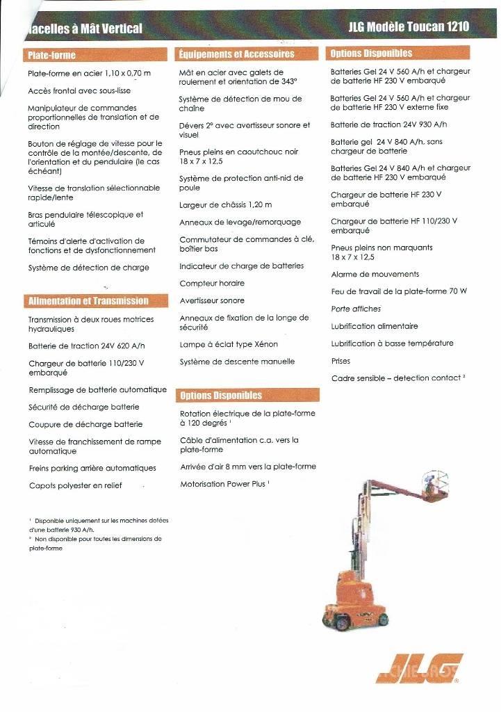 JLG Toucan 1210 Plataformas de Mastro Vertical