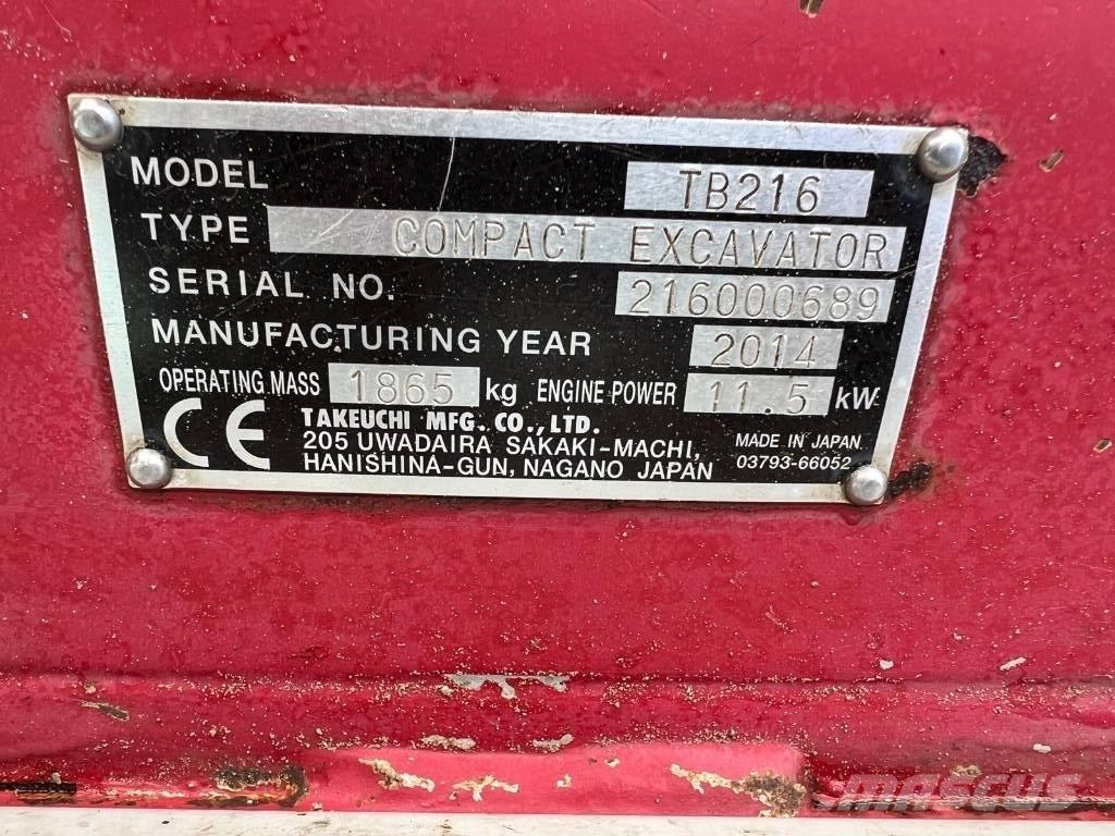 Takeuchi TB 216 Mini Escavadoras <7t