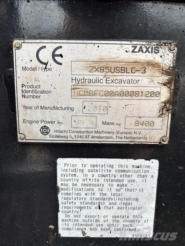 Hitachi Zaxis 85 USB Escavadoras Midi 7t - 12t