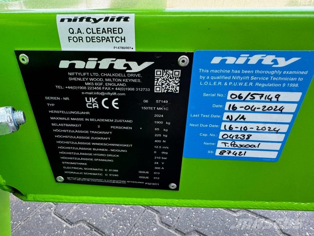 Niftylift 150 TET Plataformas aéreas montadas em atrelados