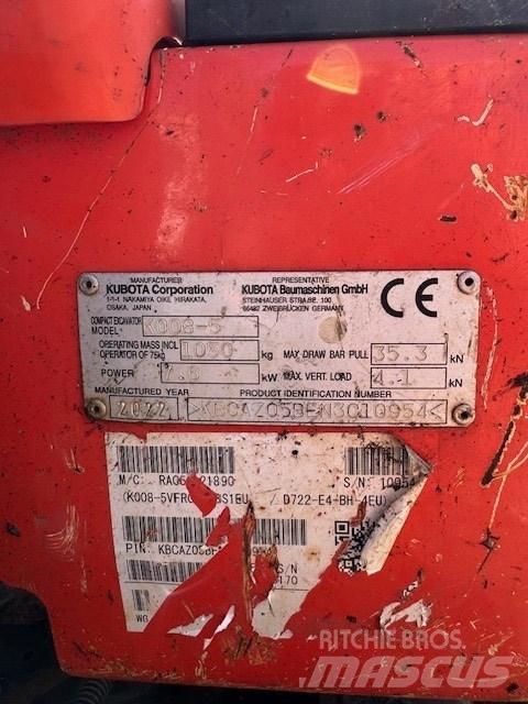 Kubota K 008-5 Mini Escavadoras <7t