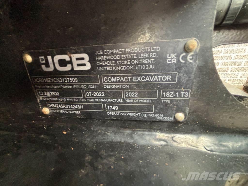 JCB 18Z Mini Escavadoras <7t