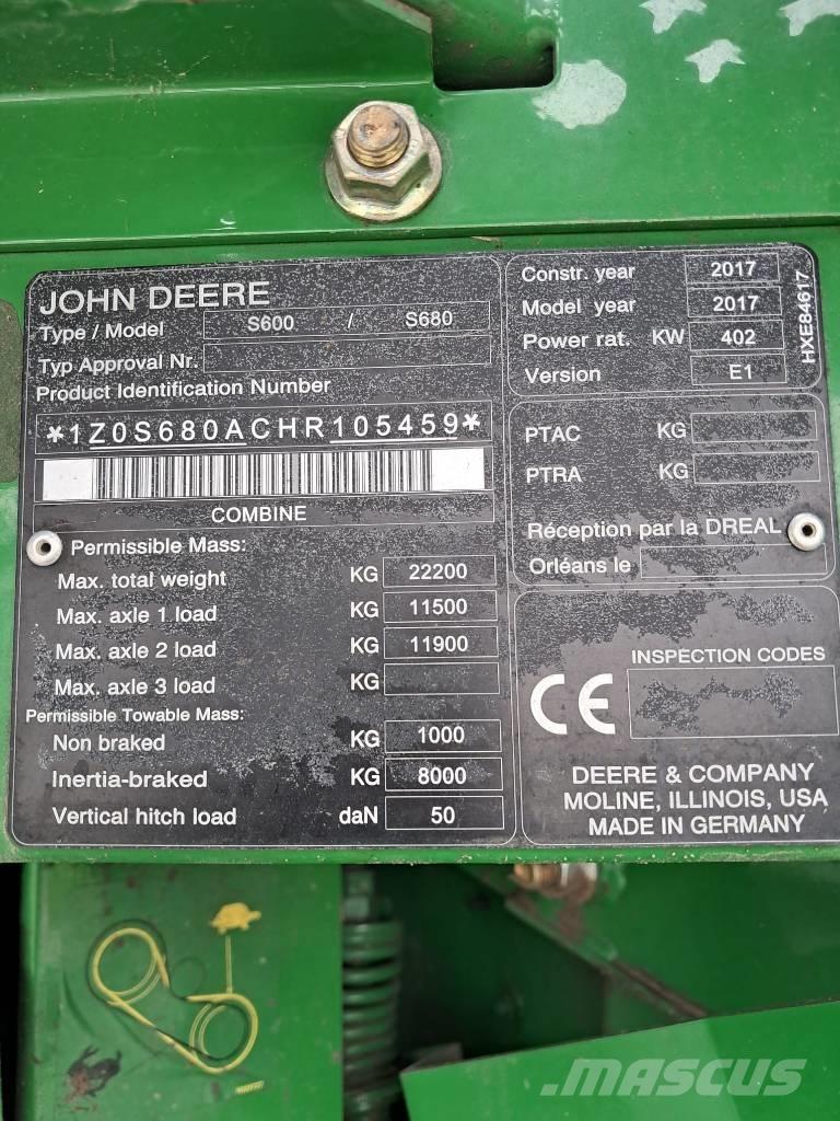 John Deere S 680 i Ceifeiras debulhadoras