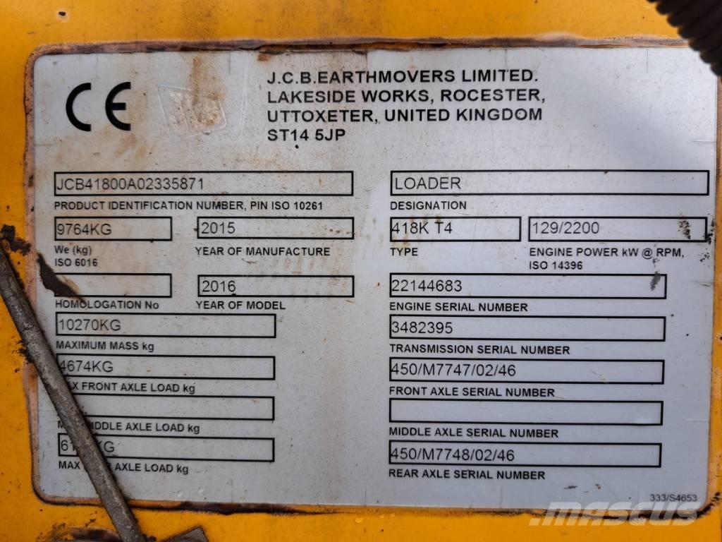 JCB 418 K Pás carregadoras de rodas