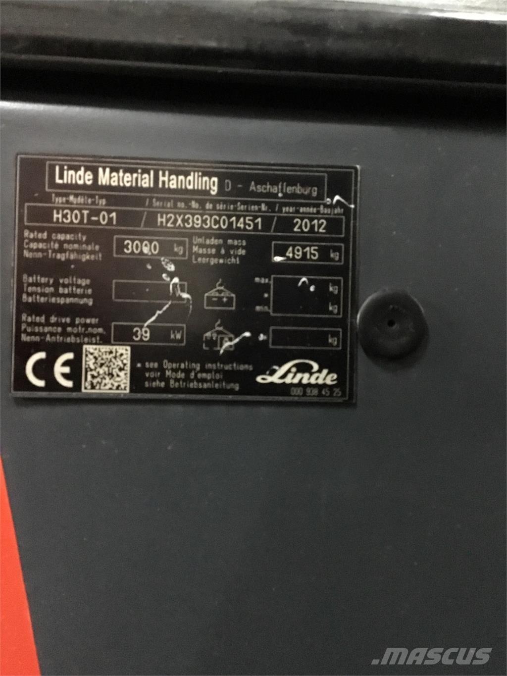Linde H 30 T 01 Empilhadores a gás