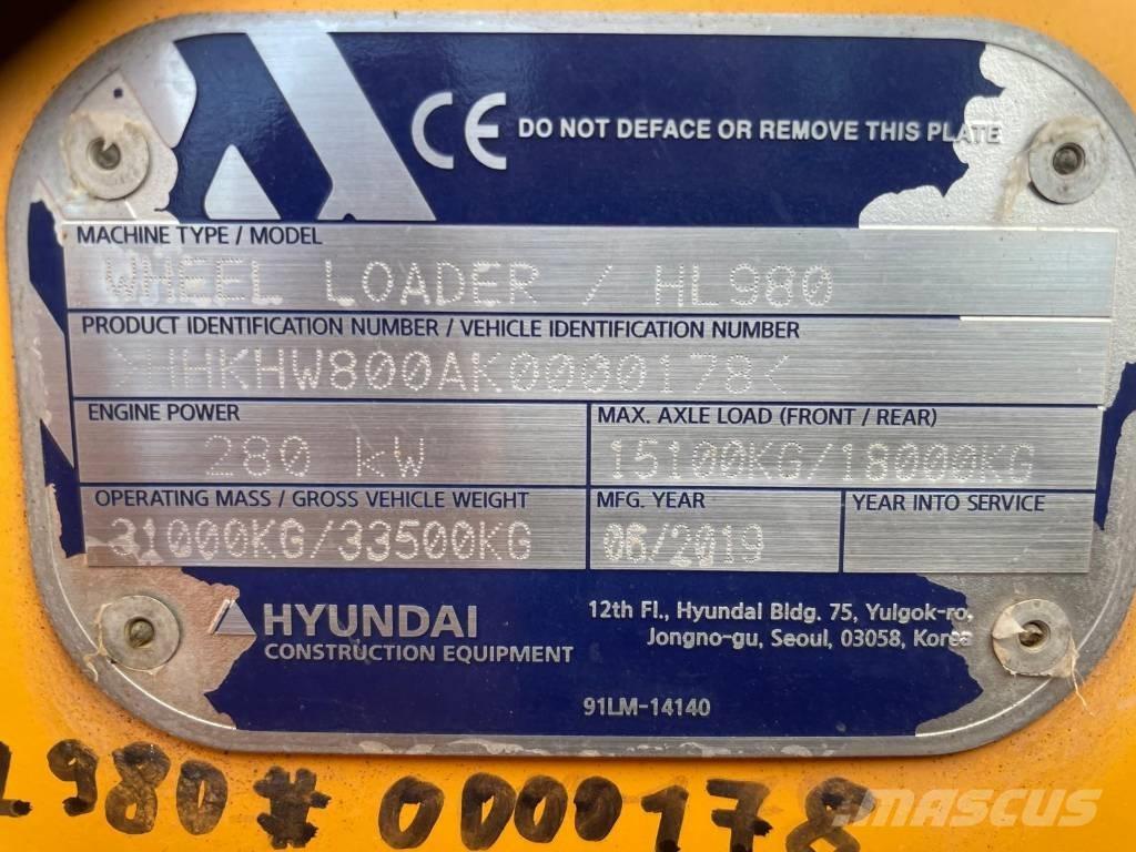 Hyundai HL 980 Pás carregadoras de rodas
