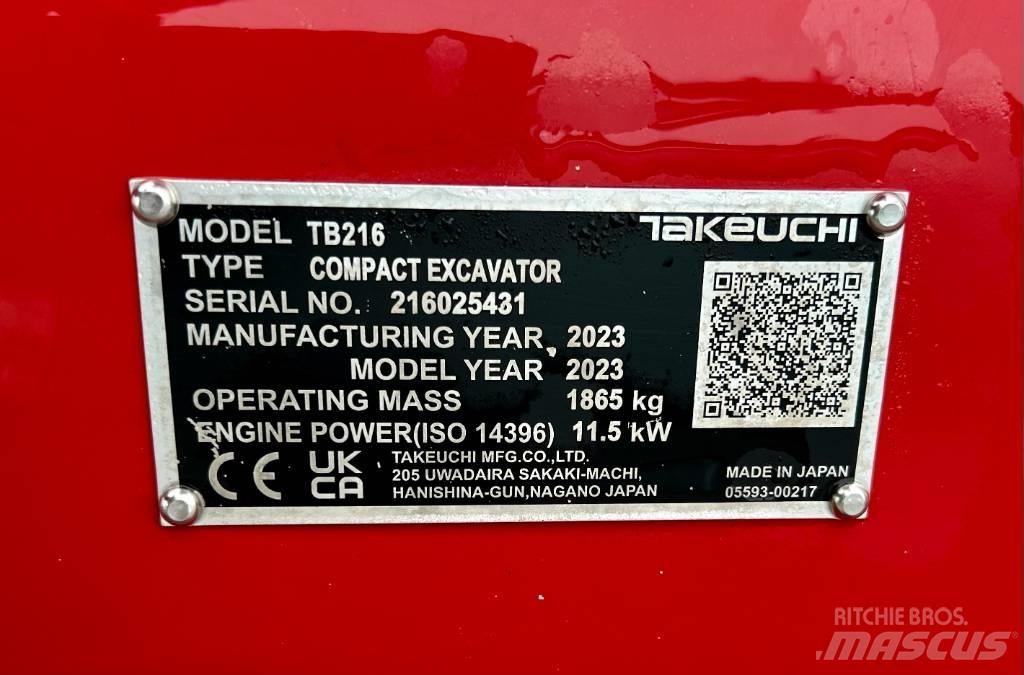 Takeuchi TB 216A V4 Mini Escavadoras <7t