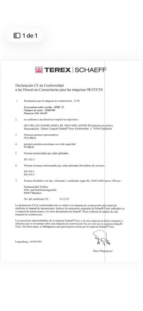 Terex HML 32 Escavadoras de rodas