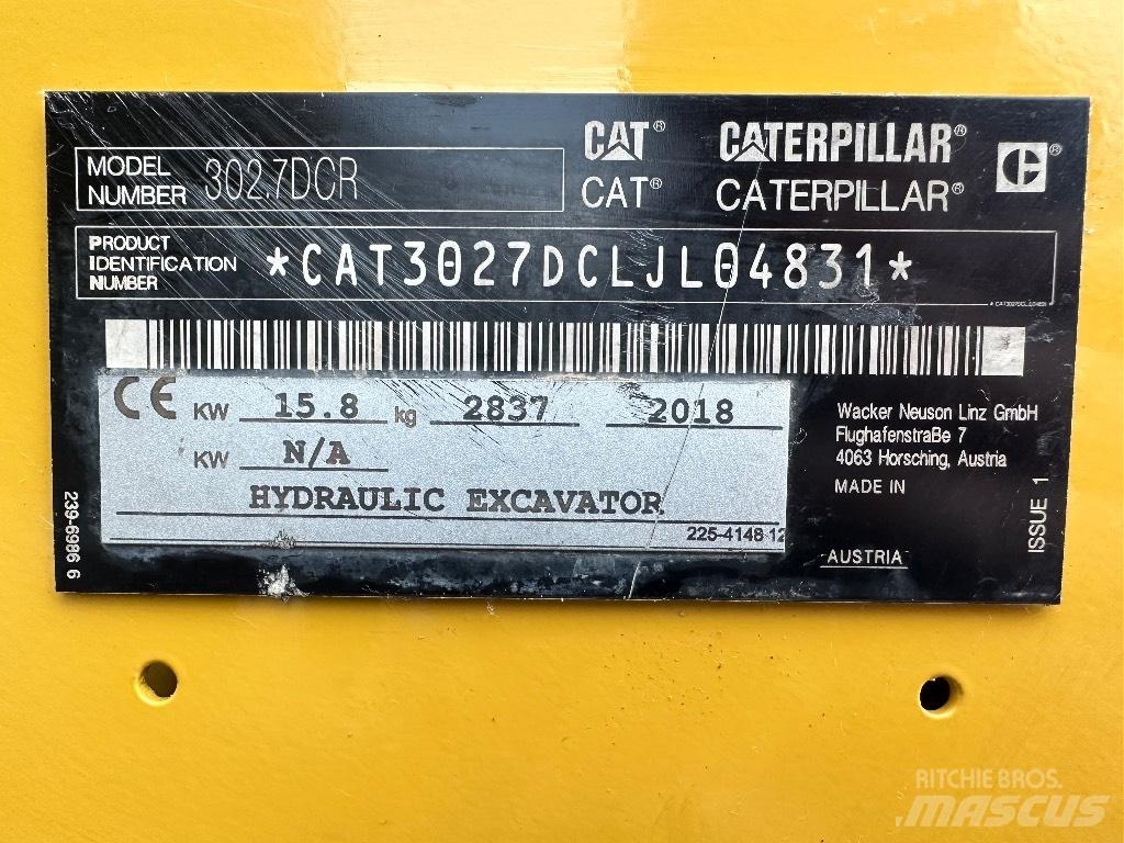 CAT 302.7D CR Mini Escavadoras <7t