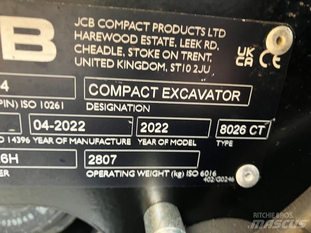 JCB 8026 CTS Mini Escavadoras <7t