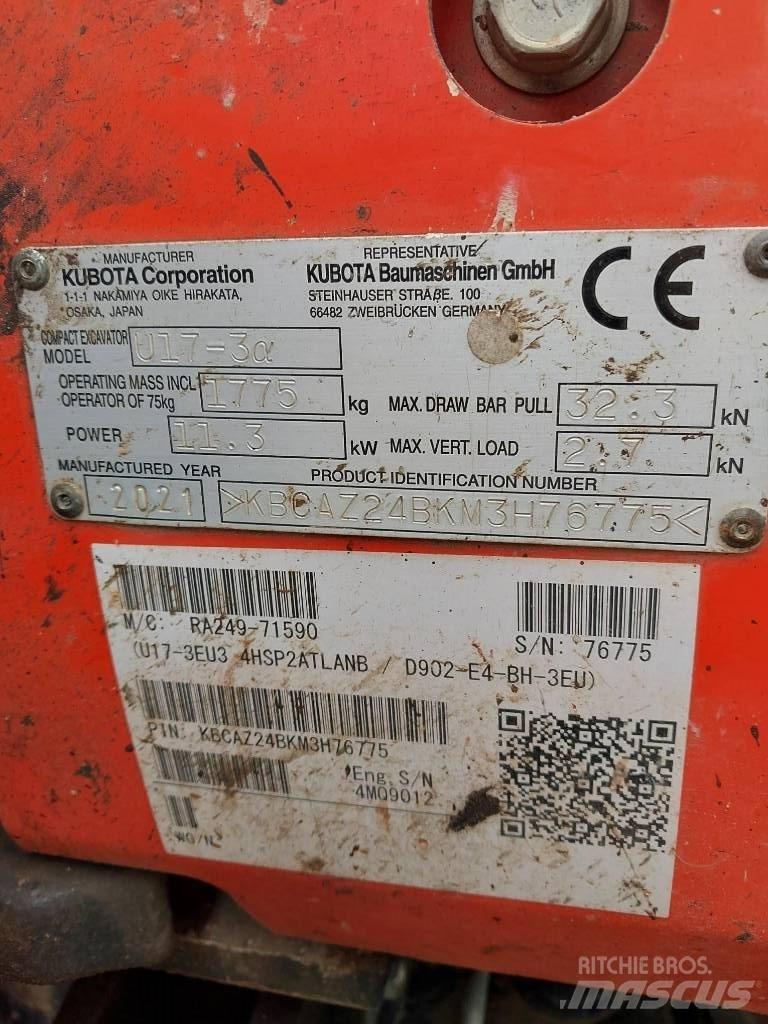 Kubota U 17-3N Mini Escavadoras <7t