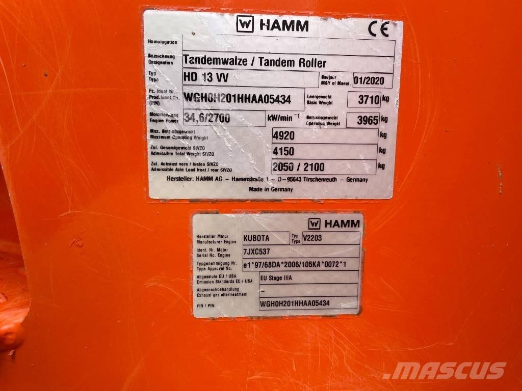 Hamm HD 13 VV Cilindros Compactadores tandem