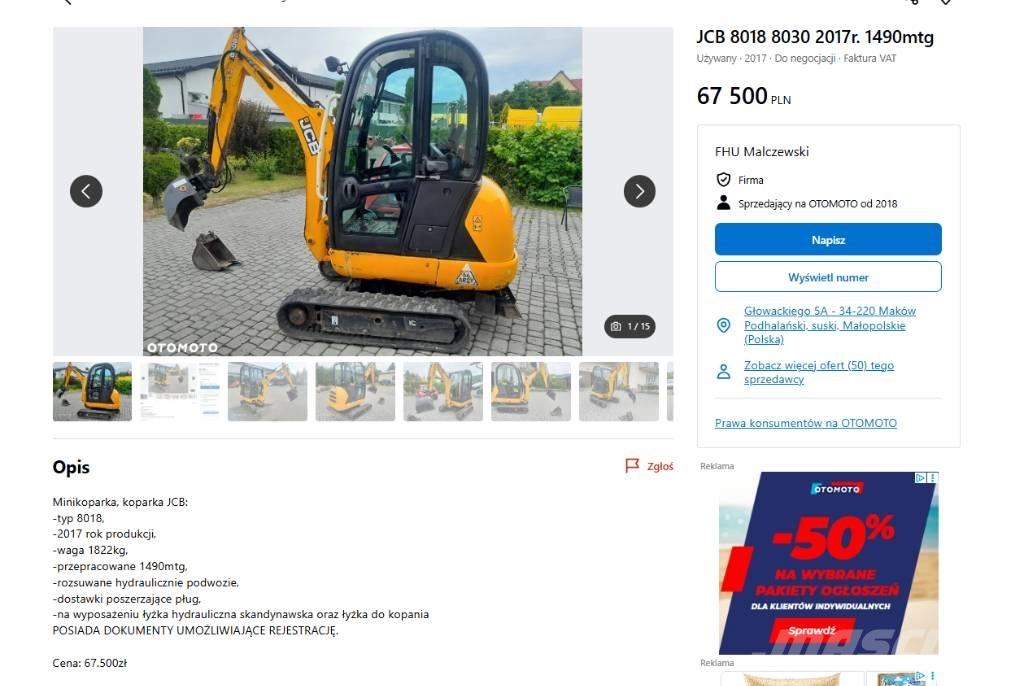 JCB 8030 Mini Escavadoras <7t
