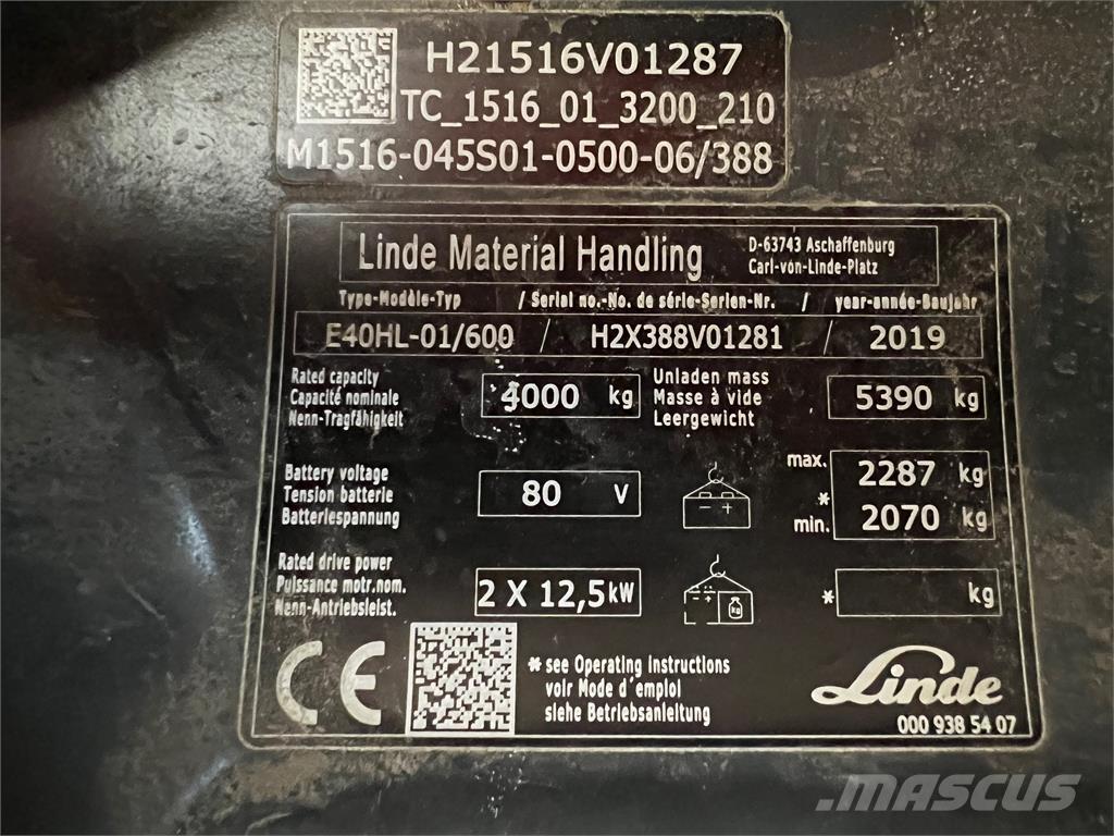 Linde E 40/600 HL Empilhadores eléctricos